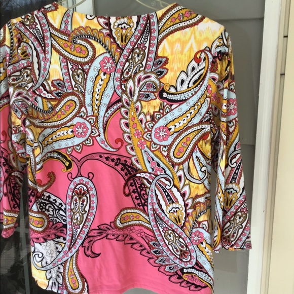 Woman top Chico’s top medium size 8 in ladies beautiful spring colors - Picture 9 of 16